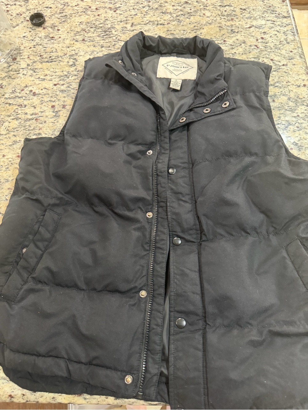St. John's Bay Black Quilted Puffer Vest - Men's Sleeveless Insulated Vest